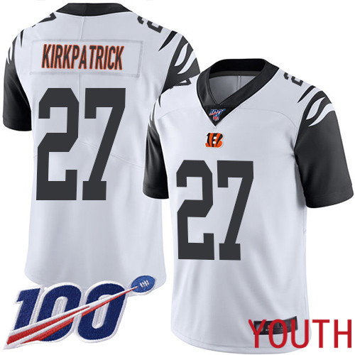 Cincinnati Bengals Limited White Youth Dre Kirkpatrick Jersey NFL Footballl 27 100th Season Rush Vapor Untouchable